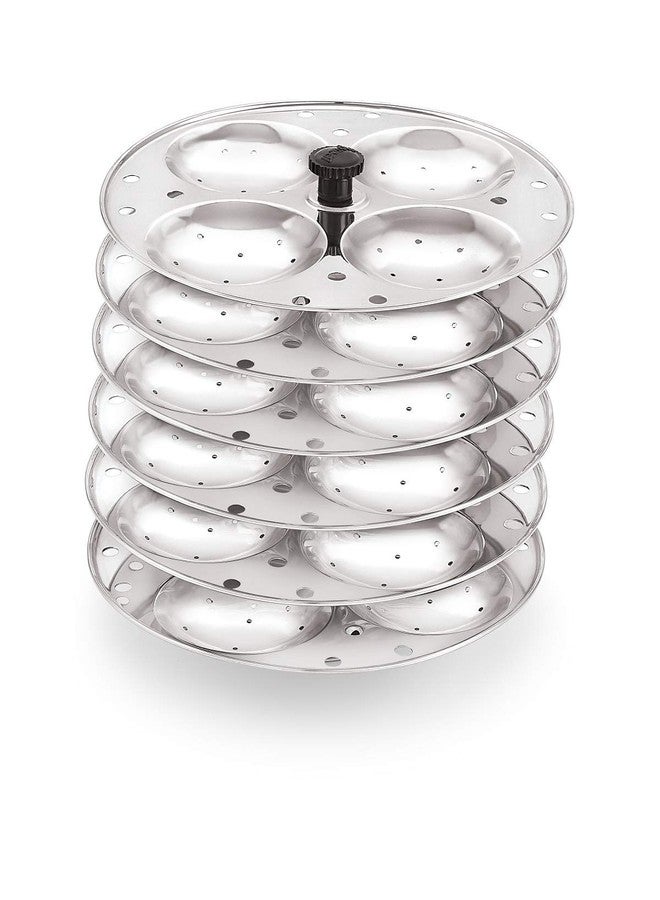 Komal Stainless Steel 6 Idli Plates - 24 Idlis Deep Idli Plates Idli Stand for 10 Litre Suitable for Outer Lid Cooker Plump Fluffy Idli Mold plates - Large - Image 1
